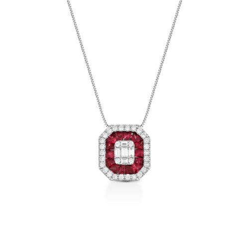 CD7356R.jpg CIONDOLO IN ORO BIANCO 18 Kt DIAMANTI, BAGUETTE E RUBINI CD7356R/4